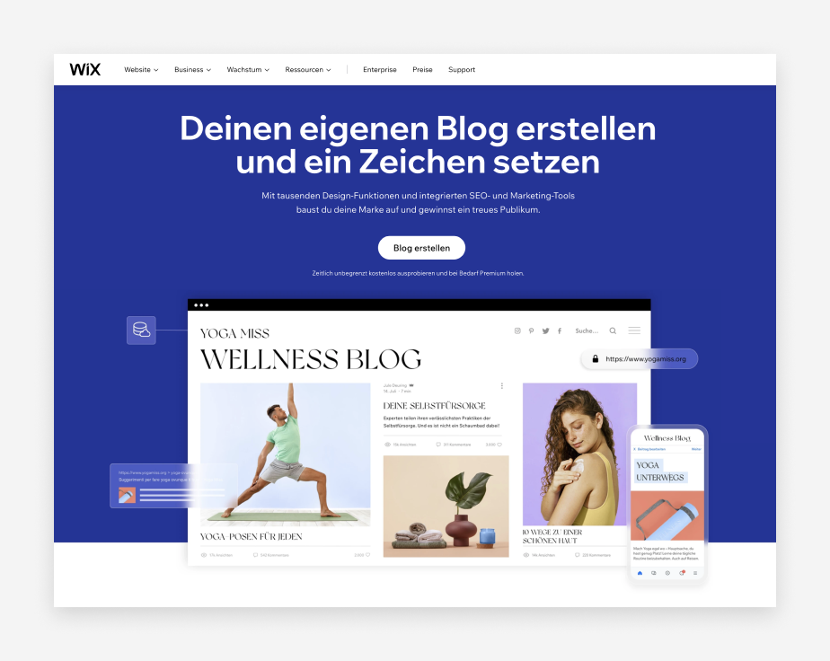 Kostenlosen Blog erstellen mit Wix