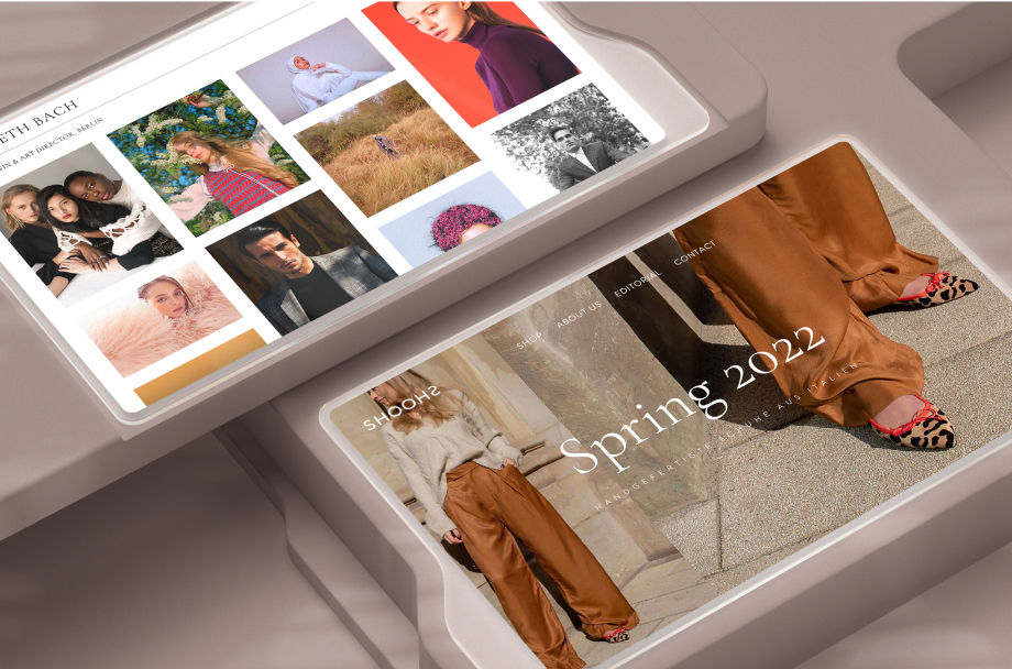 Bild mit Screenshots von zwei Webdesign Inspirationen erstellt mit Wix