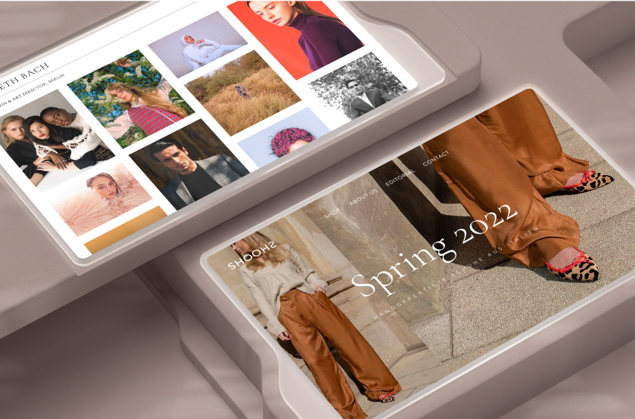 Bild mit Screenshots von zwei Webdesign Inspirationen erstellt mit Wix