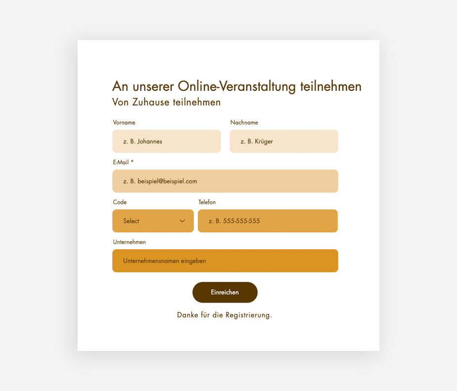 Vorlage für ein Formular zur Leadgenerierung
