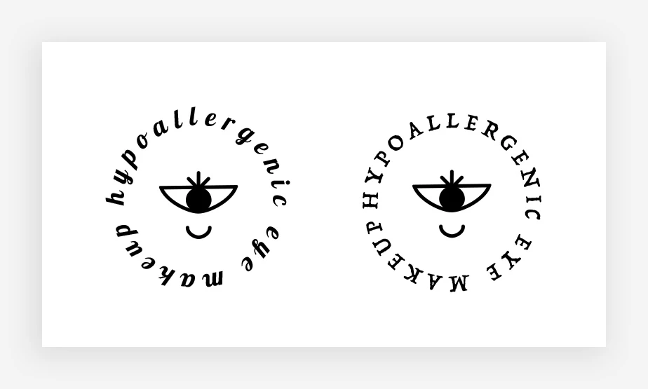 Logo mit Auge und lächelndem Mund und Aufschrift Hypoallergenix eye makeup