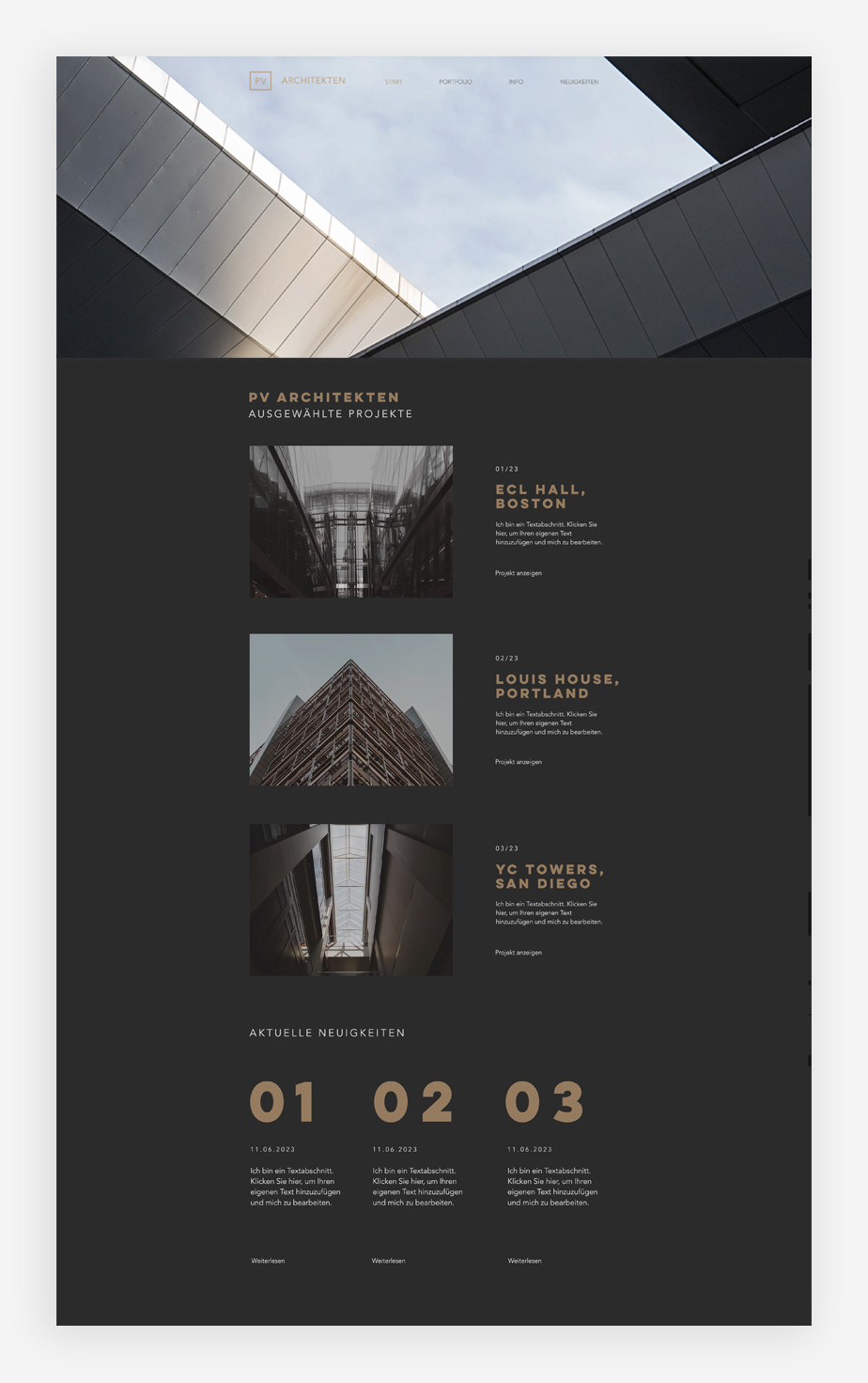 Wix Website Template für ein Architekturbüro