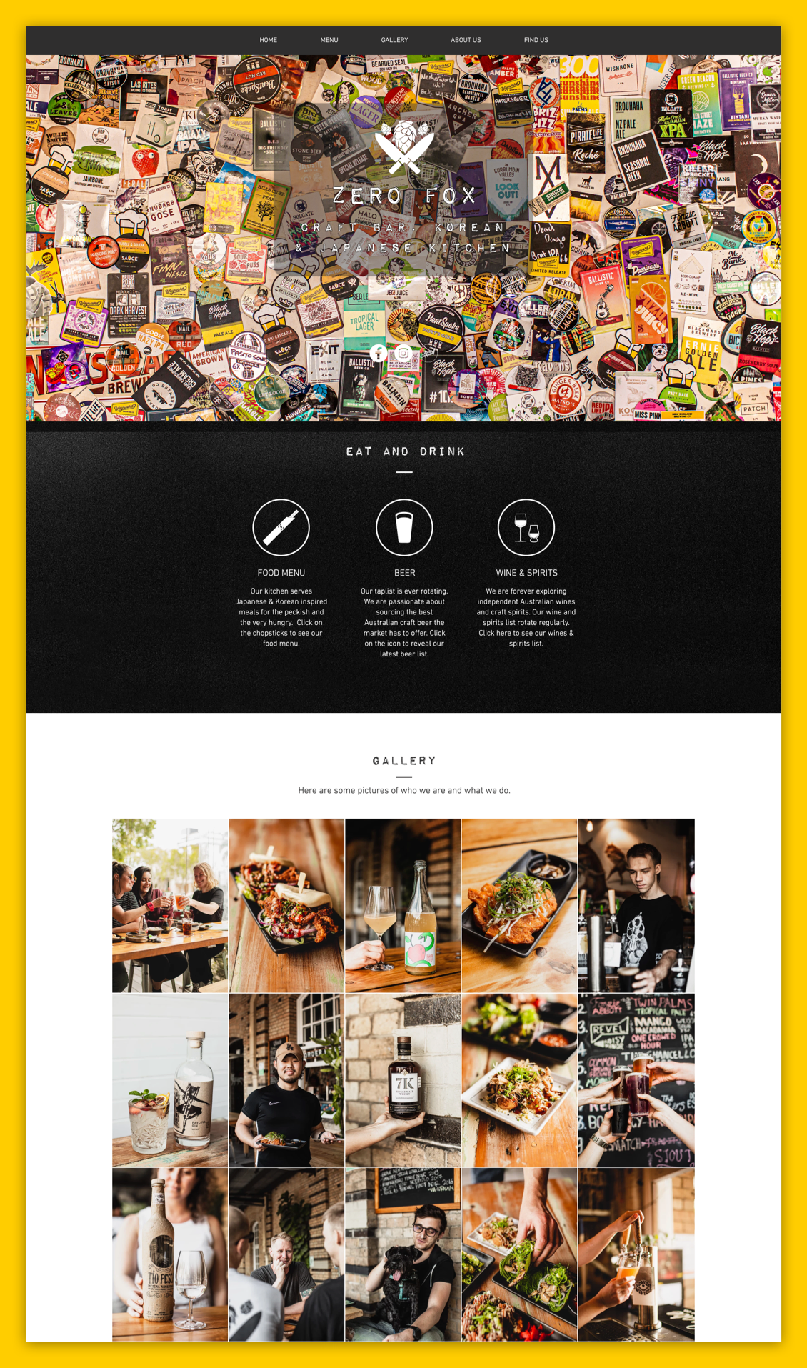 Zero Fox Restaurant Website