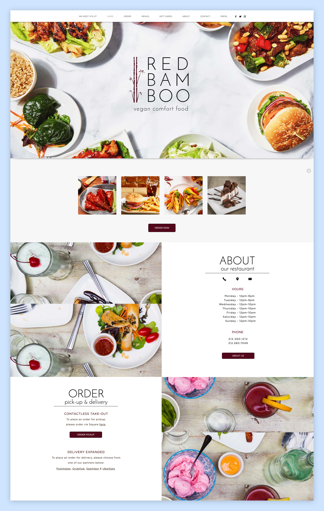 Red Bamboo Restaurant website design Beispiel