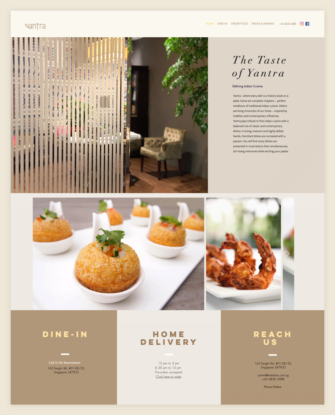 Webdesign Beispiel restaurant Yantra