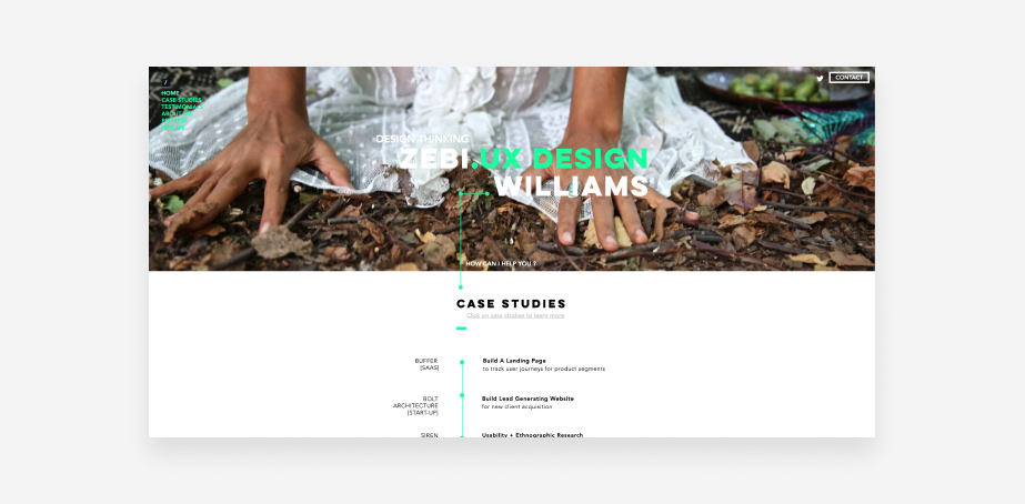 Zebi Williams UX Portfolio Beispiel von Wix