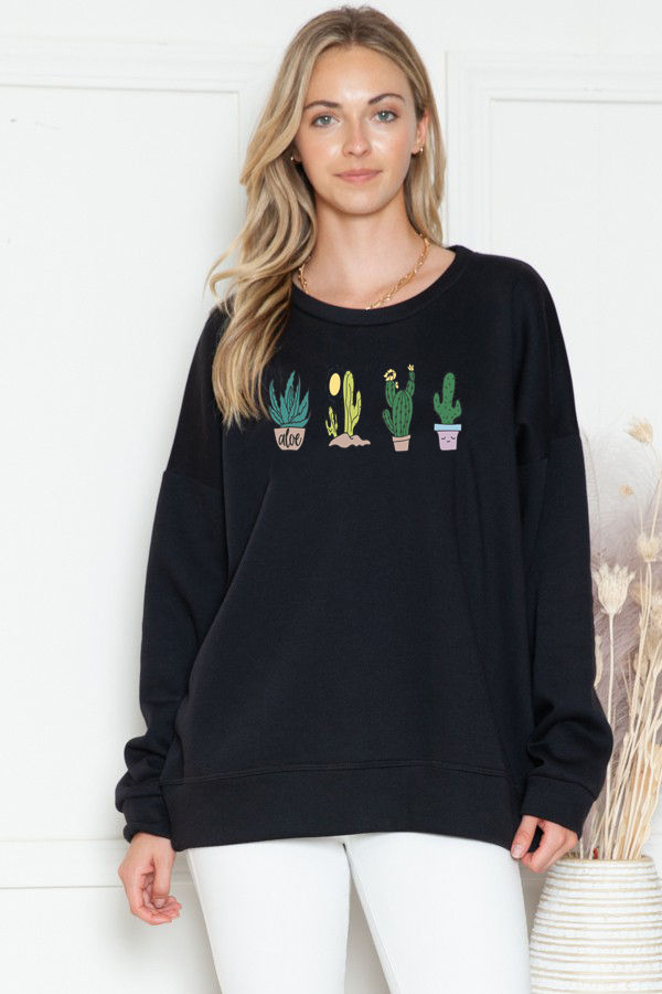Thumbnail: SWEATSHIRT WITH SUCCULENT VASES PRINT