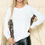 Thumbnail: SOLID TUNIC TOP WITH ANIMAL SIDE CONTRAST