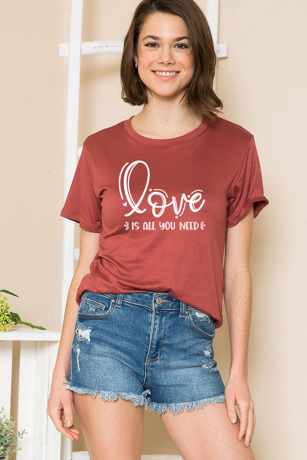 Thumbnail: SUPER SOFT BASIC TOP LOVE IS ALL YOU NEED PRINT