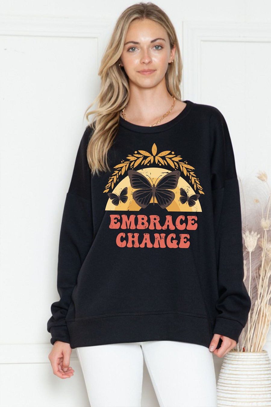 Thumbnail: OVERSIZED SWEATSHIRT EMBRACE CHANGE PRINT