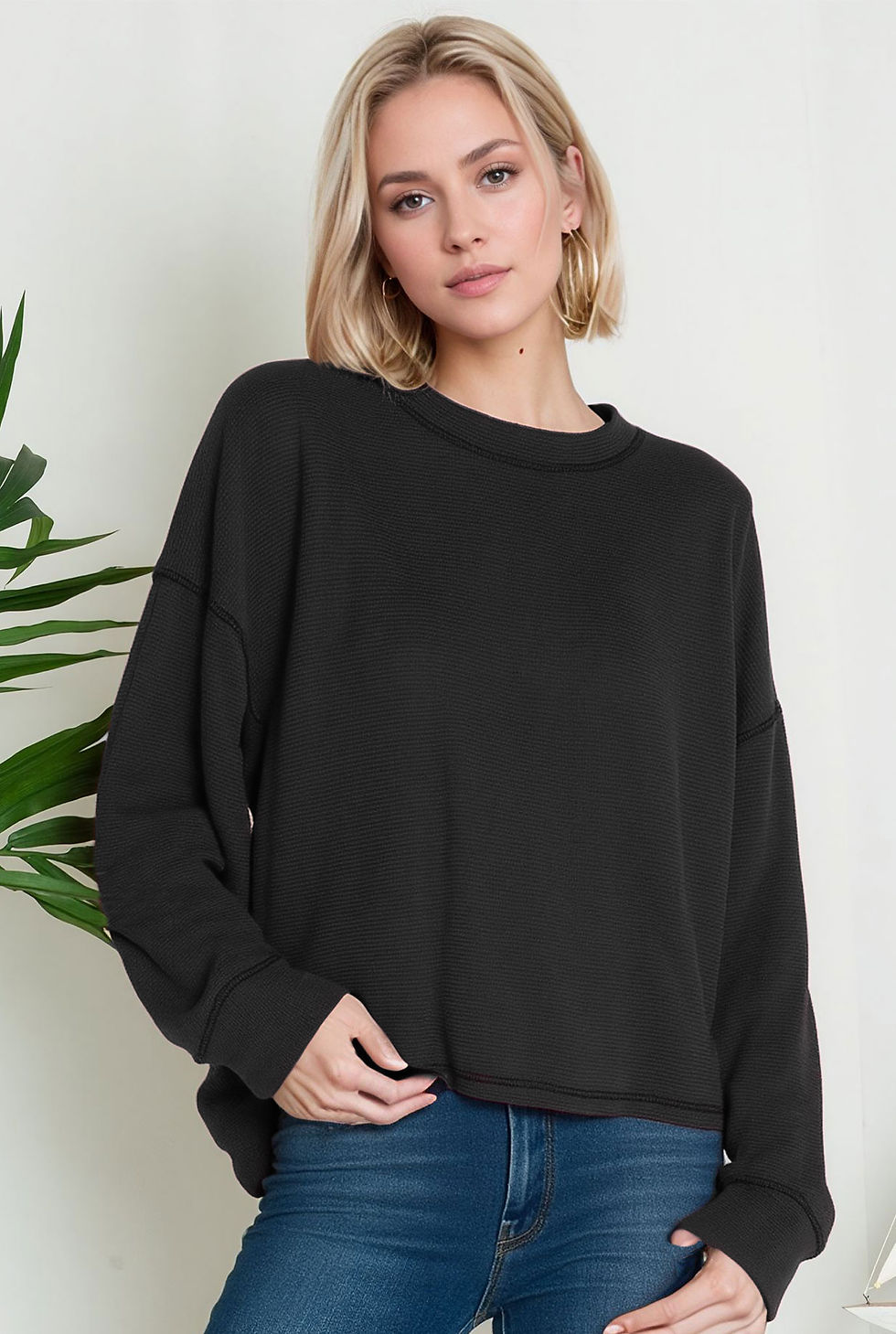 Thumbnail: Oversized Crew Neck Sweater Top