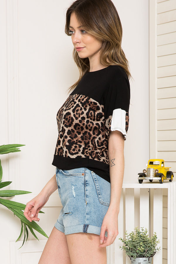 Thumbnail: ANIMAL AND SOLID COLOR BLOCK TUNIC TOP (2-2-2)