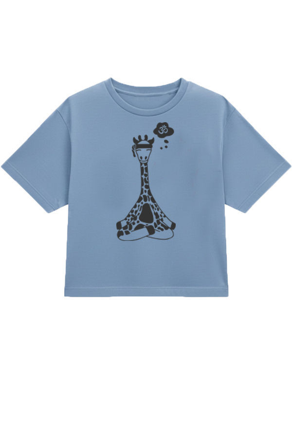 Thumbnail: BASIC TEE WITH CUTE MEDITATING GIRAFFE PRINT