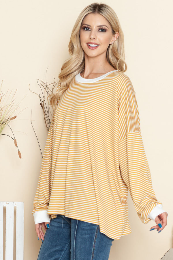 Thumbnail: LOOSE FIT STRIPE TUNIC TOP