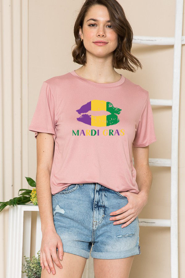 Thumbnail: SUPER SOFT TUNIC MARDI GRAS LIPS PRINT