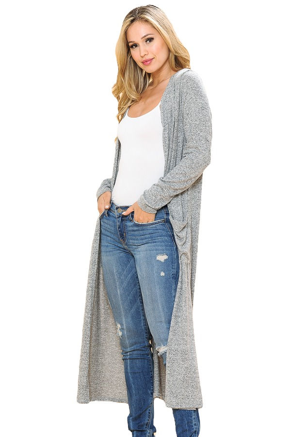 Thumbnail: MAXI OPEN CARDIGAN WITH POCKETS (2-2-2)