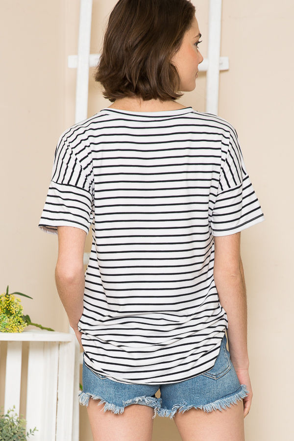 Thumbnail: STRIPE SHORT SLEEVE TUNIC TOP (1-2-2-1)