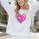 Thumbnail: WAFFLE LONG SLEEVE CROP TOP WITH PAINT HEART PRINT