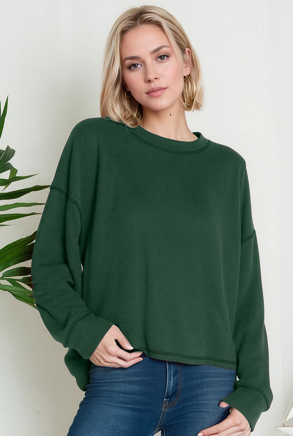 Thumbnail: Oversized Crew Neck Sweater Top