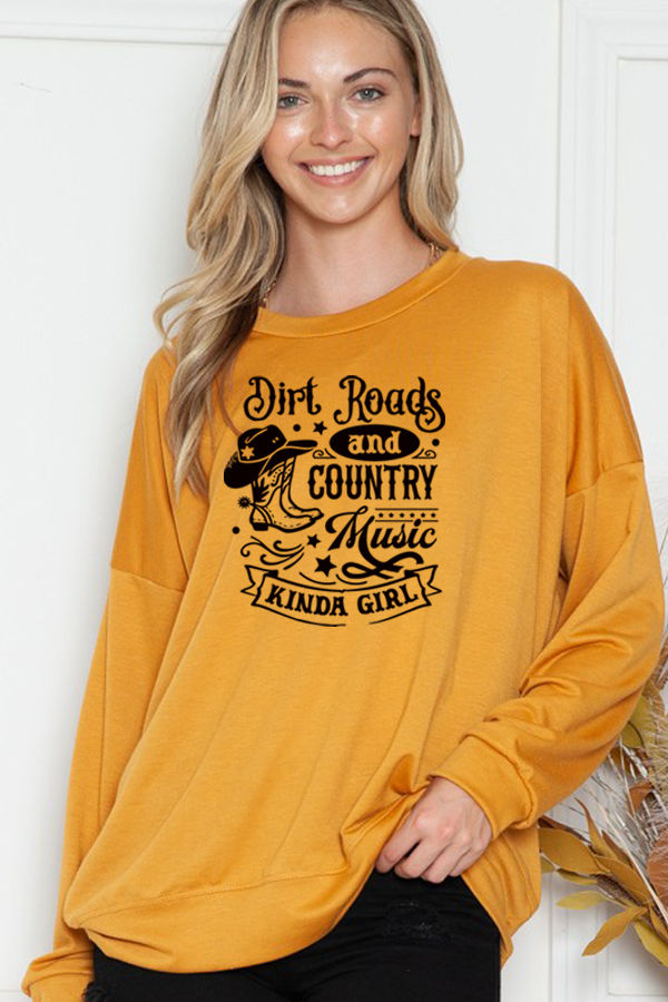 Thumbnail: SOFT OVERSIZED SWEATSHIRT WITH DIRT ROADS PRINT
