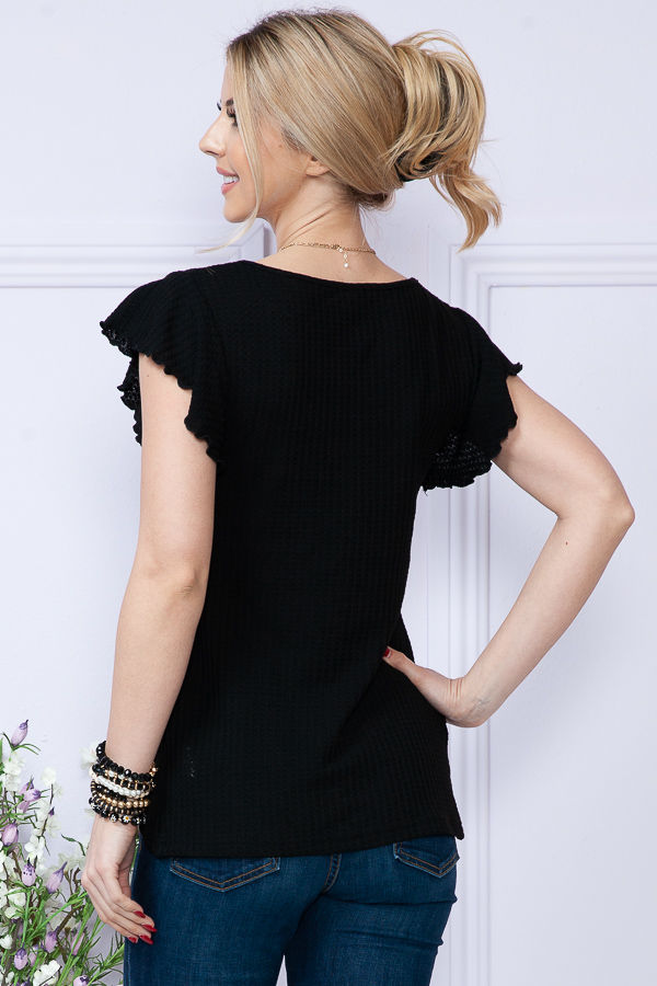 Thumbnail: V-NECK SHORT SLEEVE PEPLUM  TOP