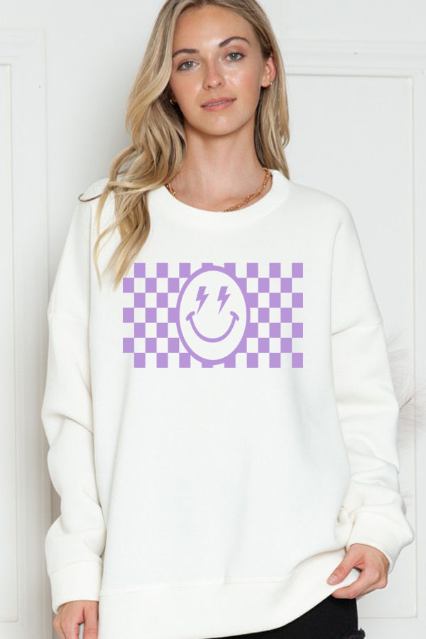 Thumbnail: OVERSIZED SWEATSHIRT SMILE FACE PRINT