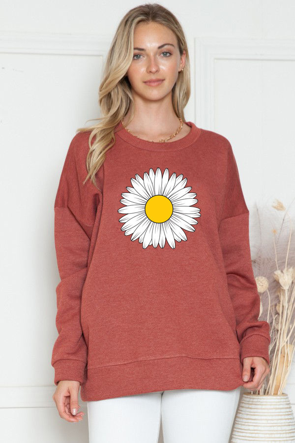 Thumbnail: SWEATSHIRT WITH DAISY FLOWER PRINT
