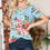 Thumbnail: CRISS CROSS CHEST FLORAL SHORT SLEEVE TOP (1-2-2-1)
