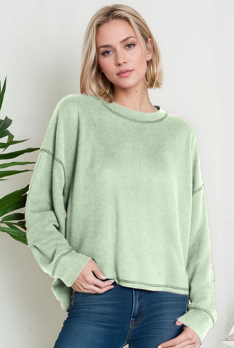 Thumbnail: Oversized Crew Neck Sweater Top