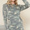 Thumbnail: CAMO LONG SLEEVE TUNIC TOP WITH CROSS BACK