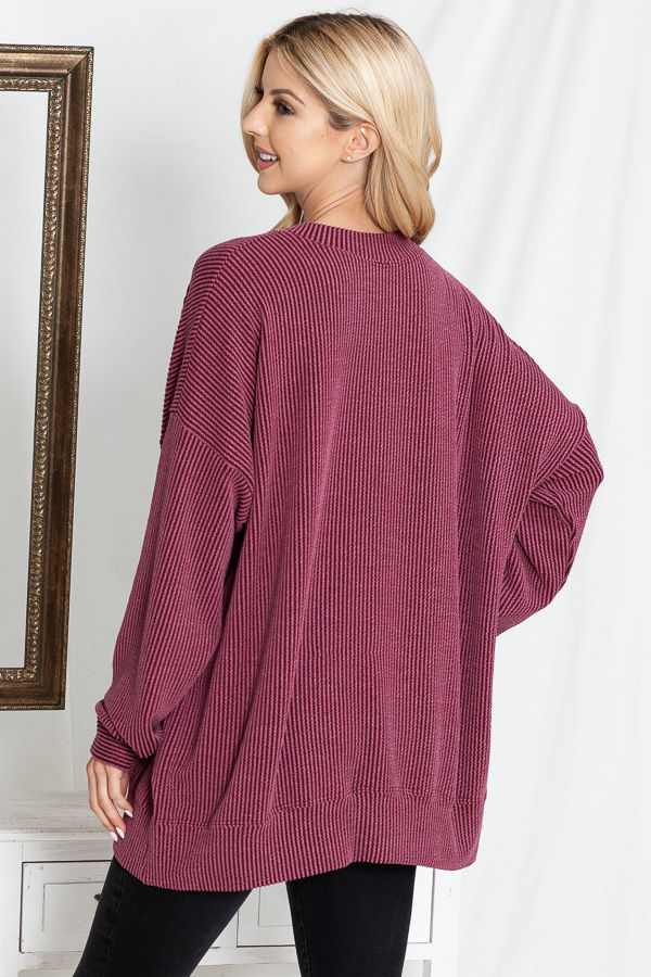 Thumbnail: KNIT RIB OVERSIZED SWEATSHIRT
