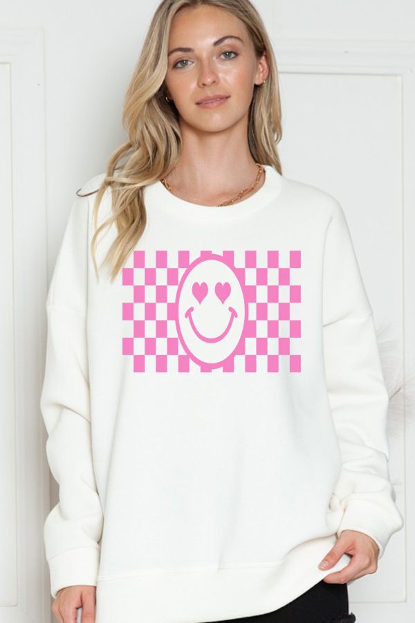 Thumbnail: OVERSIZED SWEATSHIRT SMILE FACE PRINT