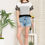 Thumbnail: COLOR BLOCK TUNIC TOP WITH CAMO  SLEEVES (2-2-2)