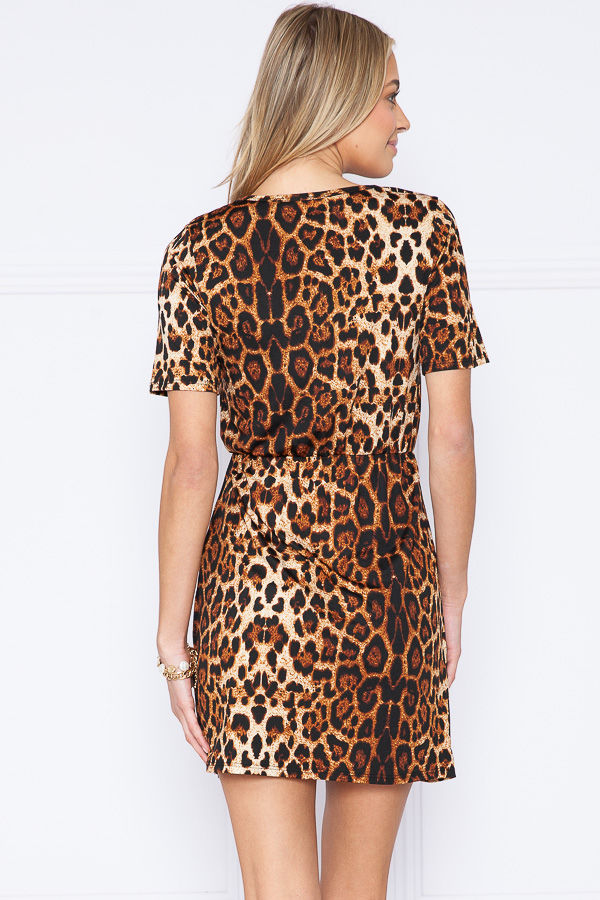 Thumbnail: ANIMAL PRINT DRESS WITH WAIST ELASTIC AND POCKETS