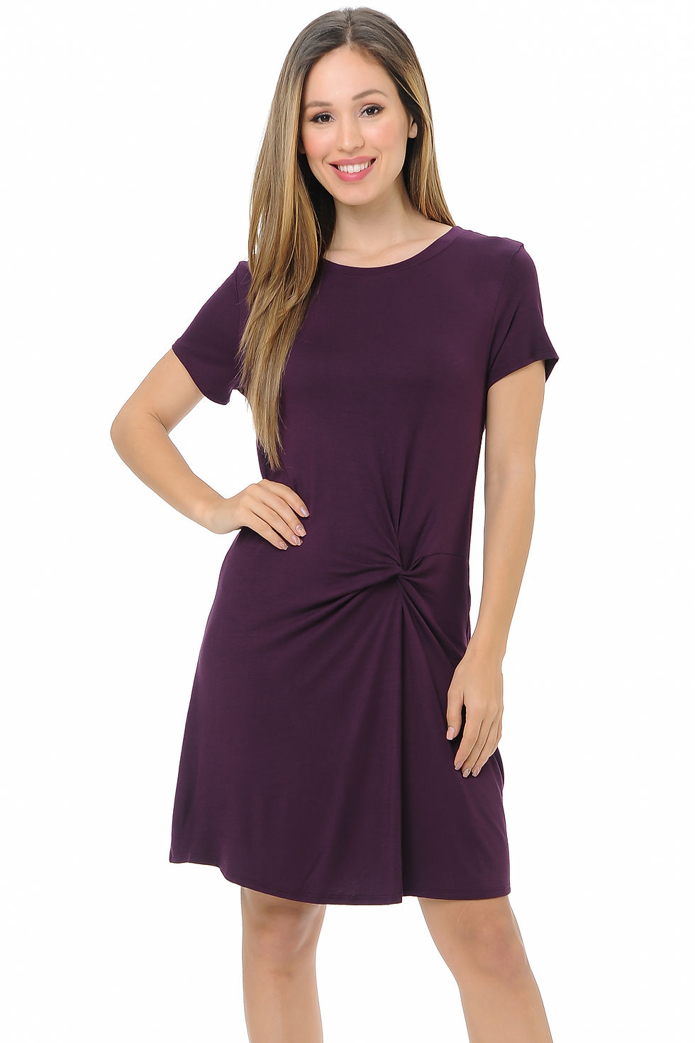 Thumbnail: FRONT KNOT SHORT SLEEVE DRESS (1-2-2-1)