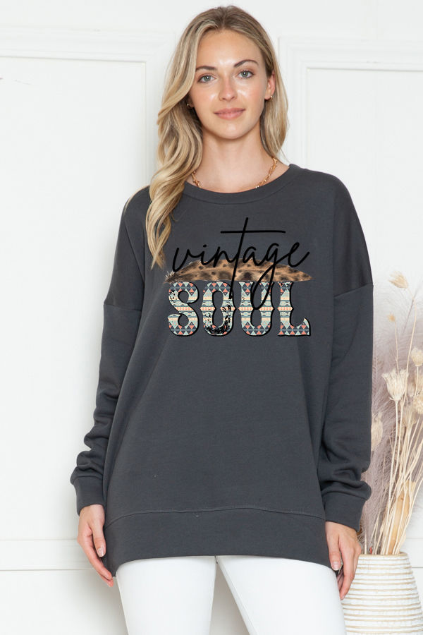 Thumbnail: Oversized Sweatshirt with VINTAGE SOUL Print