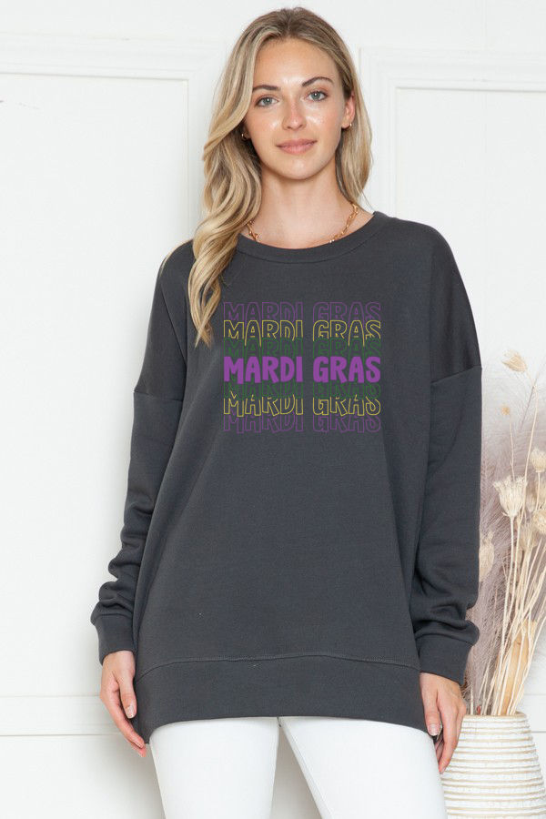 Thumbnail: SWEATSHIRT WITH MARDI GRAS PRINT