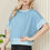 Thumbnail: SOLID HALF SLEEVE CROP TOP WITH STRIPE SLEEVES