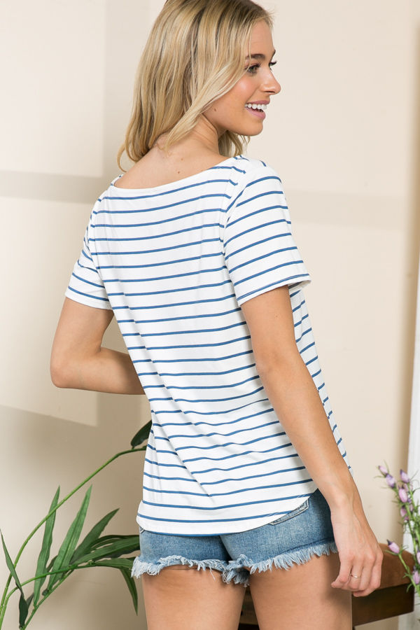 Thumbnail: STRIPE BOAT NECK SHORT SLEEVE TOP