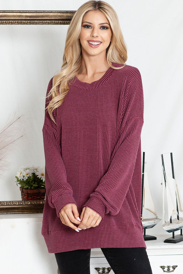 Thumbnail: KNIT RIB OVERSIZED SWEATSHIRT