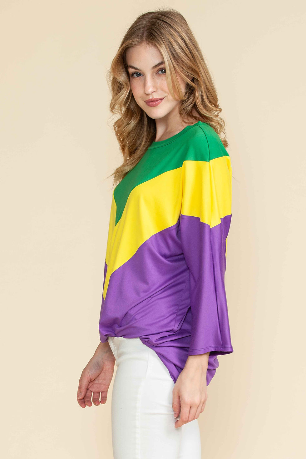 Thumbnail: MARDI GRAS TUNIC TOP 3/4 SLEEVES
