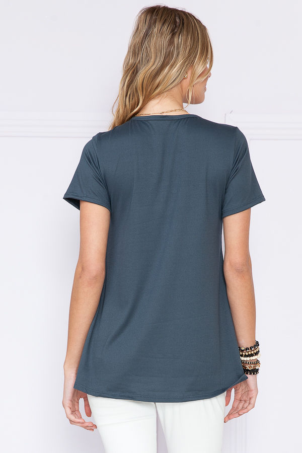 Thumbnail: CHEST CRISS CROSS SHORT SLEEVE TUNIC TOP