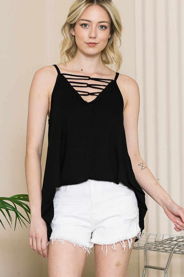 Thumbnail: V-NECK CRISS CROSS TUNIC TANK TOP