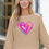 Thumbnail: WAFFLE LONG SLEEVE CROP TOP WITH PAINT HEART PRINT