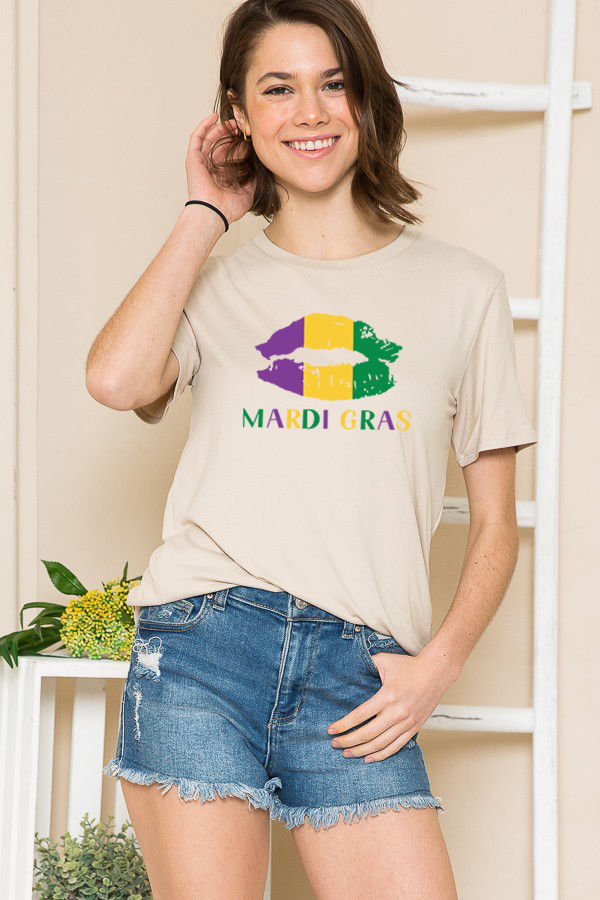Thumbnail: SUPER SOFT TUNIC MARDI GRAS LIPS PRINT