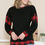 Thumbnail: SOLID TUNIC TOP WITH PLAID CONTRAST