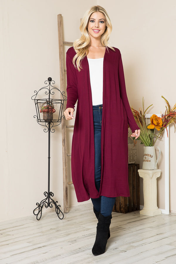 Thumbnail: LIGHTWEIGHT SUPER SOFT SOLID MAXI OPEN CARDIGAN (2-2-2)