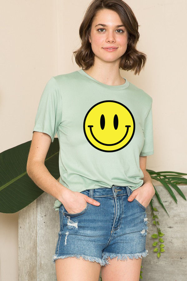 Thumbnail: SUPER SOFT TUNIC HAPPY FACE PRINT