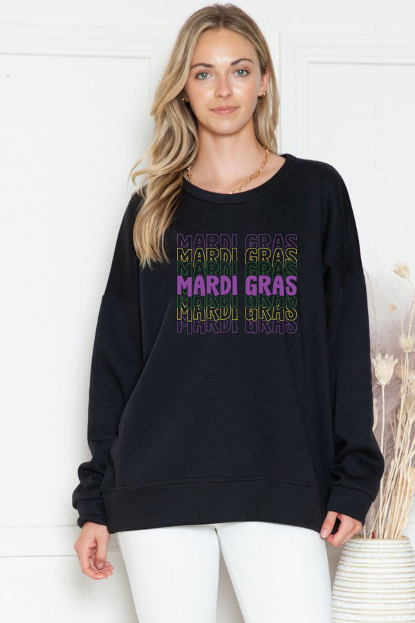 Thumbnail: SWEATSHIRT WITH MARDI GRAS PRINT