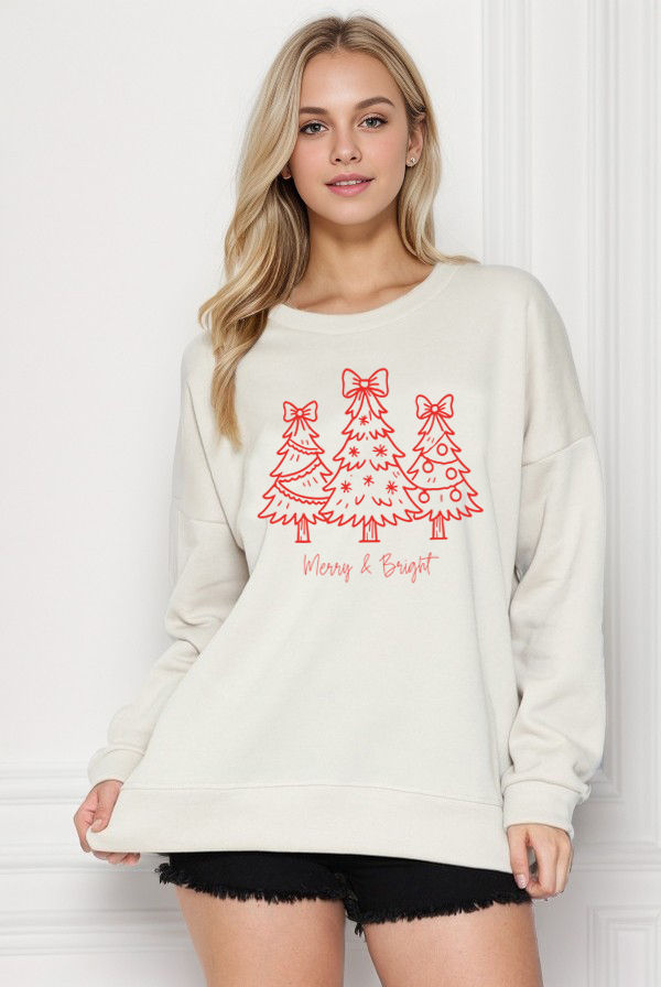 SWEATSHIRT WITH MERRY AND BRIGHT PRINT